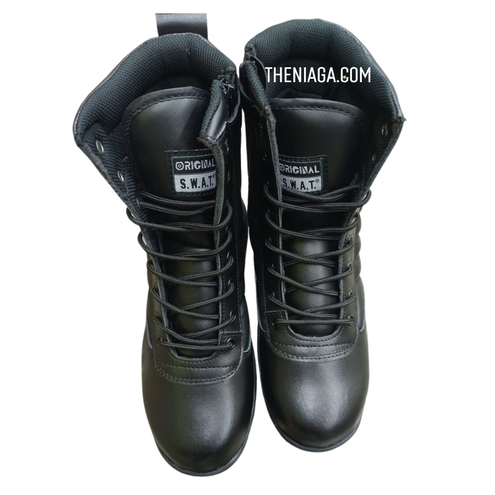 Kasut Operasi SWAT Leather (Zip Tepi) - Combat Ready & Ringan