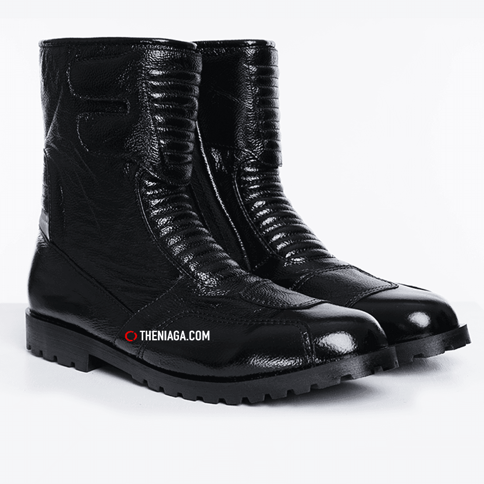 Kasut Motor 4001 8” Kulit Asli, Zip+Velcro & Reflektif