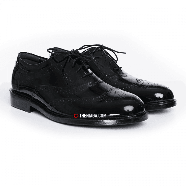 Kasut Pegawai Brogue 15616 - Leather Hitam Formal (Tentera/Polis)