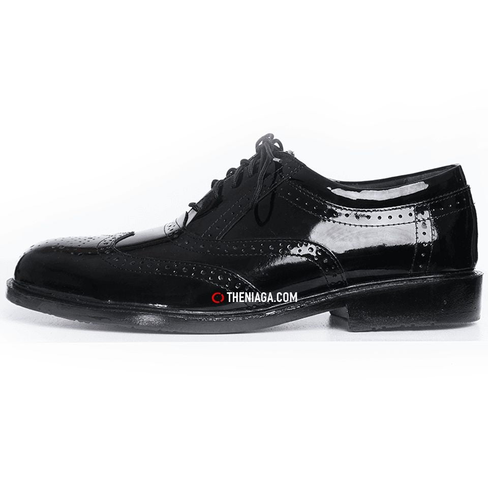 Kasut Pegawai Brogue 15616 - Leather Hitam Formal (Tentera/Polis)
