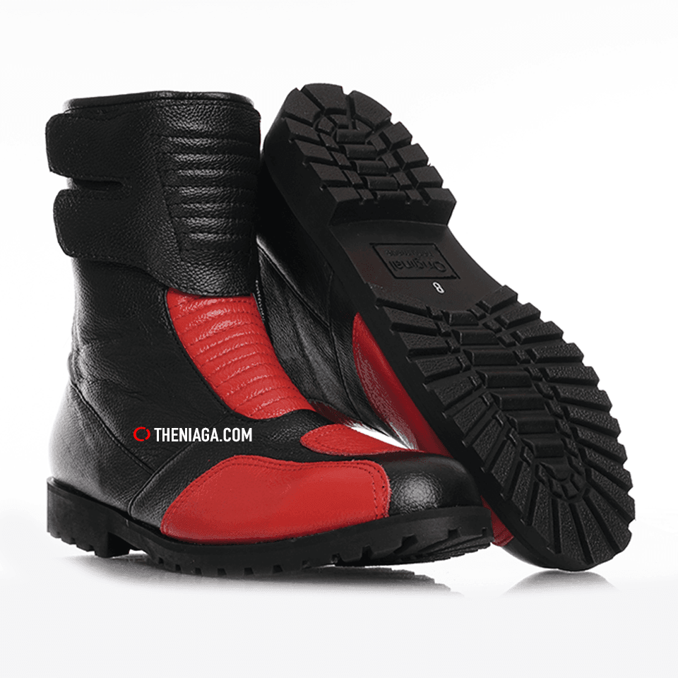 Kasut Motor 4001 8" Red - 100% Kulit & Jalur Reflektif